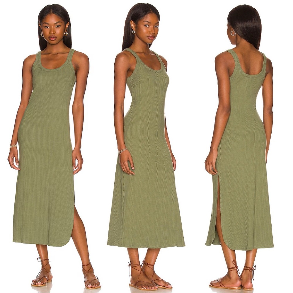 Vitamin A West Tank Ribbed Midi Dress in Agave